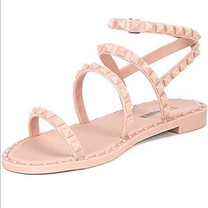 Steve Madden Womens Travel Jelly Open Toe Beachy Flats Nude 9